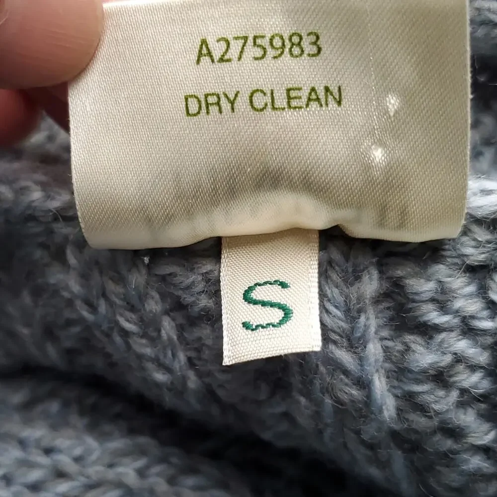 Kilronan Knitwear Blue Green Irish Wool Cable Knit Sweater Vest Cardigan Sz S